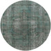 Round Mid-Century Modern Gunmetal Gray Oriental Rug, urb1884