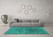 Machine Washable Oriental Turquoise Industrial Area Rugs in a Living Room,, wshurb1884turq