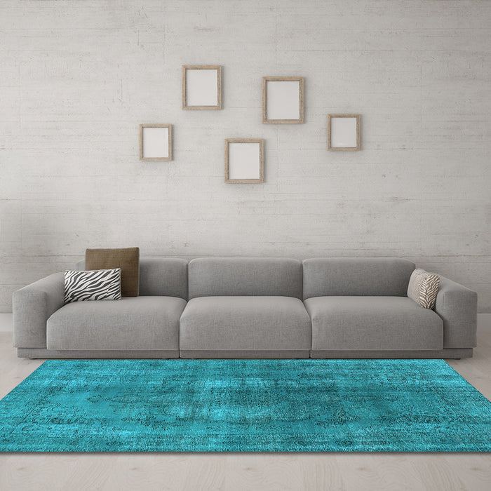 Machine Washable Oriental Light Blue Industrial Rug in a Living Room, wshurb1884lblu