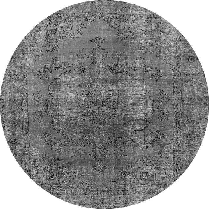 Round Machine Washable Oriental Gray Industrial Rug, wshurb1884gry