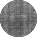 Round Machine Washable Oriental Gray Industrial Rug, wshurb1884gry