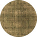 Round Oriental Brown Industrial Rug, urb1884brn