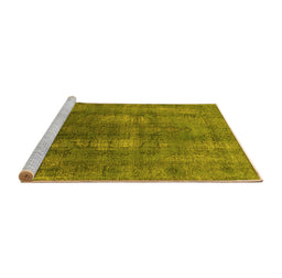 Sideview of Machine Washable Oriental Yellow Industrial Rug, wshurb1884yw