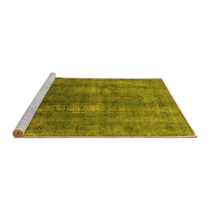 Sideview of Machine Washable Oriental Yellow Industrial Rug, wshurb1884yw