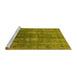 Sideview of Machine Washable Oriental Yellow Industrial Rug, wshurb1884yw