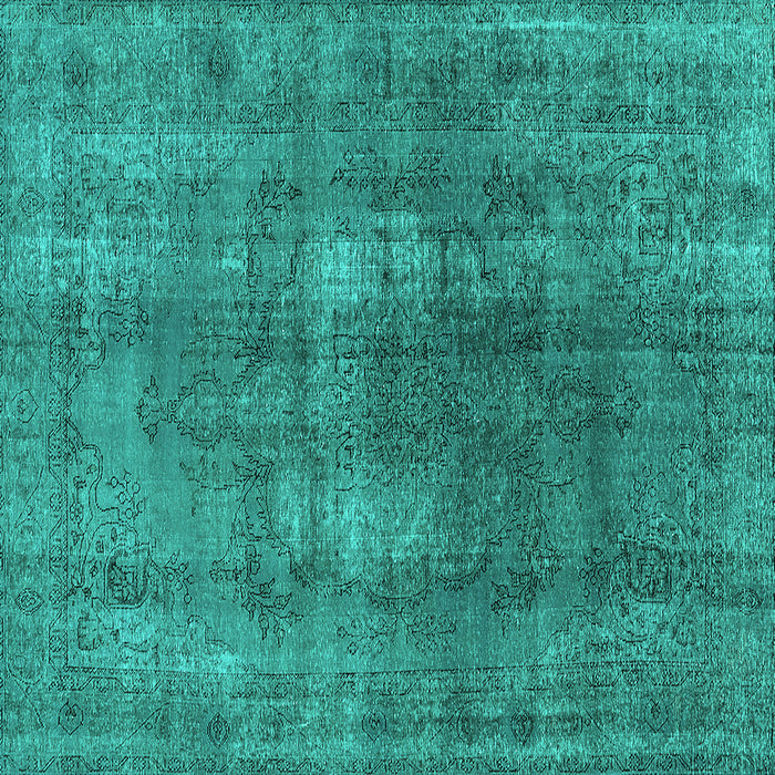 Square Oriental Turquoise Industrial Rug, urb1884turq