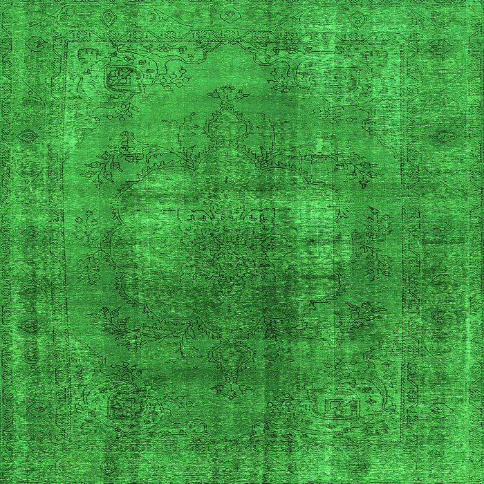 Square Oriental Green Industrial Rug, urb1884grn