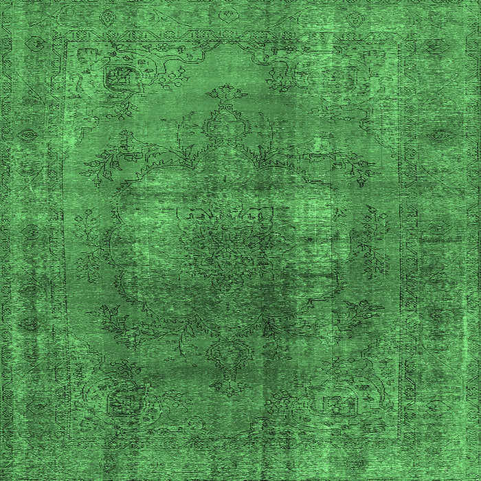 Square Machine Washable Oriental Emerald Green Industrial Area Rugs, wshurb1884emgrn
