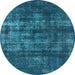 Round Oriental Light Blue Industrial Rug, urb1885lblu