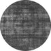 Round Machine Washable Oriental Gray Industrial Rug, wshurb1885gry