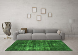 Machine Washable Oriental Green Industrial Area Rugs in a Living Room,, wshurb1885grn