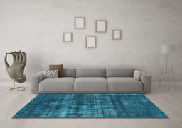 Machine Washable Oriental Light Blue Industrial Rug in a Living Room, wshurb1885lblu