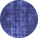 Round Oriental Blue Industrial Rug, urb1885blu