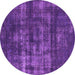 Round Oriental Purple Industrial Rug, urb1885pur