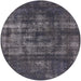 Round Machine Washable Industrial Modern Black Rug, wshurb1885