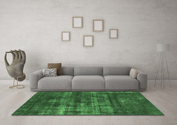 Machine Washable Oriental Emerald Green Industrial Area Rugs in a Living Room,, wshurb1885emgrn