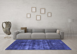 Machine Washable Oriental Blue Industrial Rug in a Living Room, wshurb1885blu