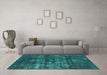 Machine Washable Oriental Turquoise Industrial Area Rugs in a Living Room,, wshurb1885turq