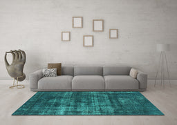 Machine Washable Oriental Turquoise Industrial Area Rugs in a Living Room,, wshurb1885turq