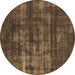 Round Oriental Brown Industrial Rug, urb1885brn