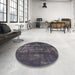 Round Machine Washable Industrial Modern Black Rug in a Office, wshurb1885