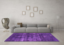 Machine Washable Oriental Purple Industrial Area Rugs in a Living Room, wshurb1885pur