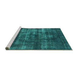 Sideview of Machine Washable Oriental Turquoise Industrial Area Rugs, wshurb1885turq