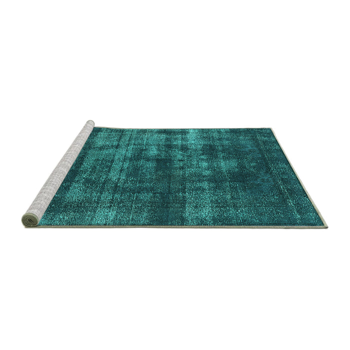 Sideview of Machine Washable Oriental Turquoise Industrial Area Rugs, wshurb1885turq