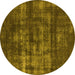 Round Oriental Yellow Industrial Rug, urb1885yw