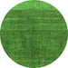 Round Oriental Green Industrial Rug, urb1886grn