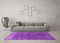 Machine Washable Oriental Purple Industrial Area Rugs in a Living Room, wshurb1886pur