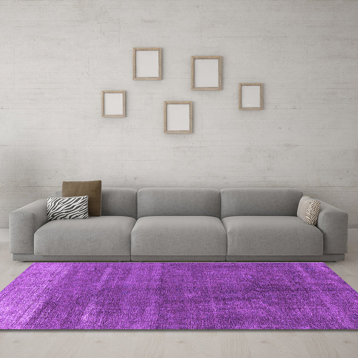 Machine Washable Oriental Purple Industrial Area Rugs in a Living Room, wshurb1886pur