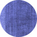 Round Oriental Blue Industrial Rug, urb1886blu