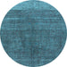 Round Oriental Light Blue Industrial Rug, urb1886lblu