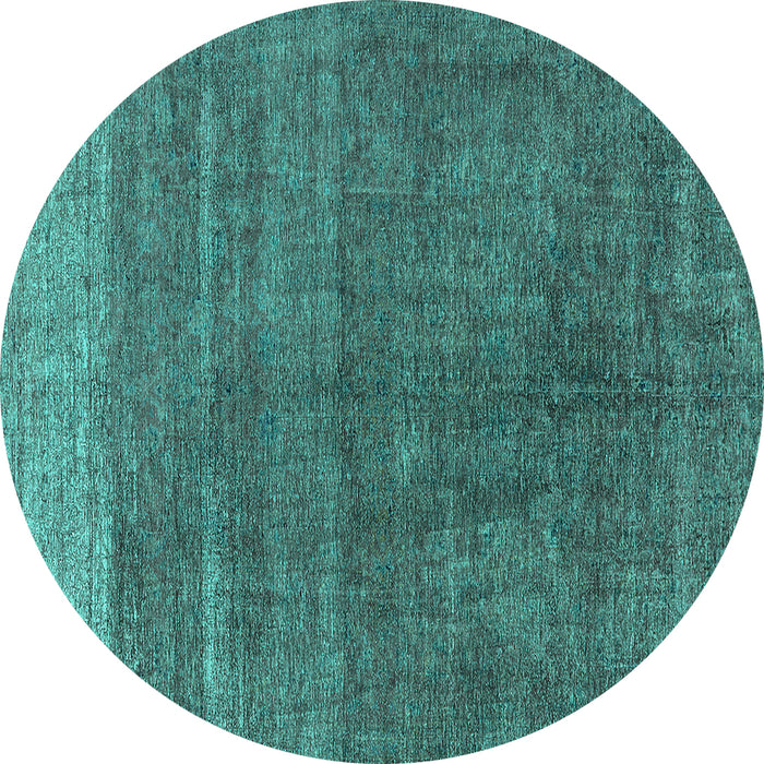 Round Machine Washable Oriental Turquoise Industrial Area Rugs, wshurb1886turq
