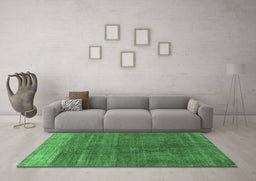 Machine Washable Oriental Emerald Green Industrial Area Rugs in a Living Room,, wshurb1886emgrn