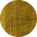 Round Oriental Yellow Industrial Rug, urb1886yw