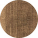 Round Oriental Brown Industrial Rug, urb1886brn