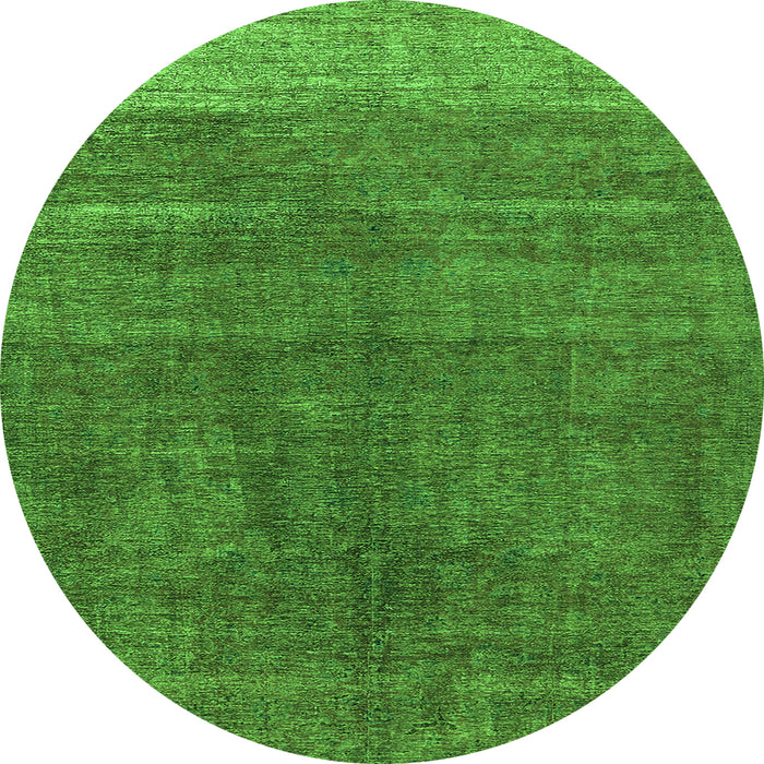 Round Machine Washable Oriental Green Industrial Area Rugs, wshurb1886grn