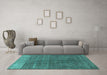 Machine Washable Oriental Turquoise Industrial Area Rugs in a Living Room,, wshurb1886turq