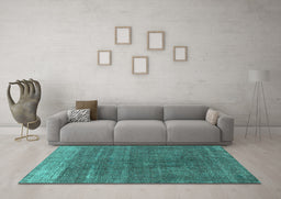 Machine Washable Oriental Turquoise Industrial Area Rugs in a Living Room,, wshurb1886turq
