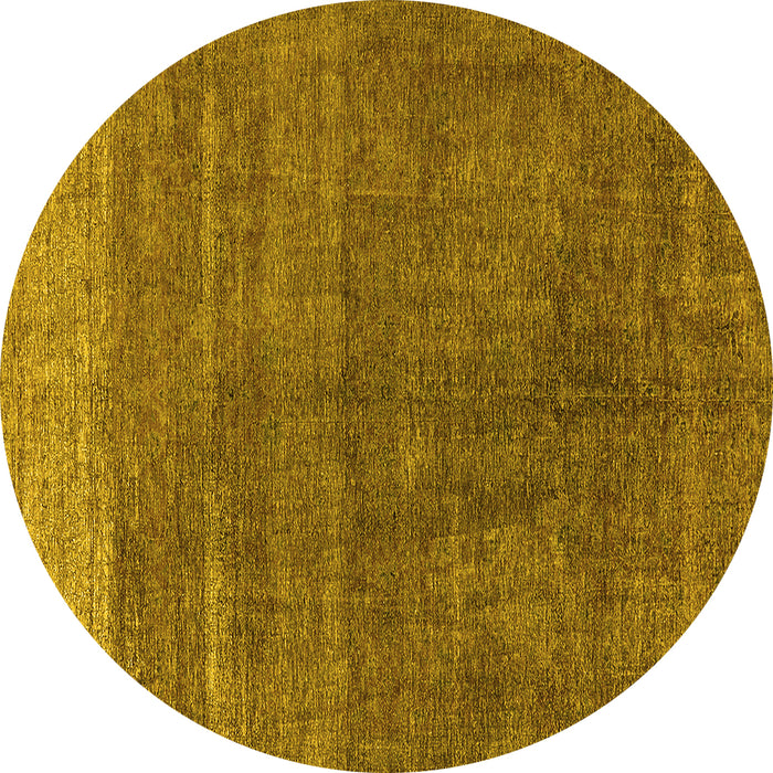 Round Machine Washable Oriental Yellow Industrial Rug, wshurb1886yw