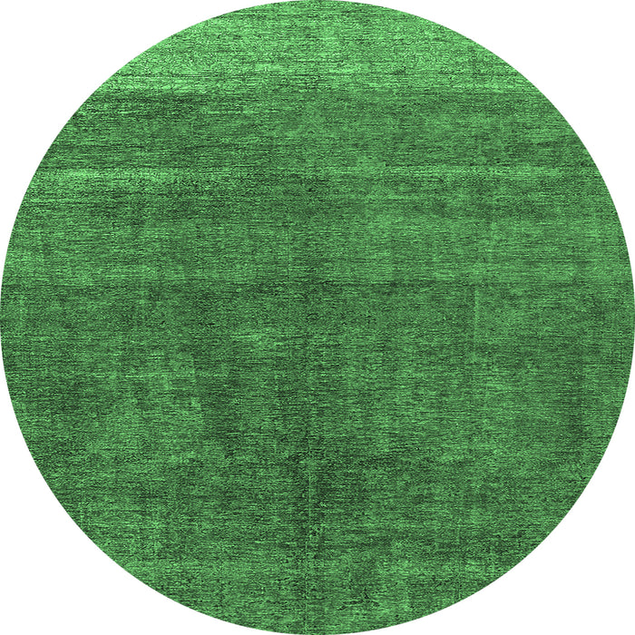 Round Oriental Emerald Green Industrial Rug, urb1886emgrn