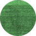 Round Oriental Emerald Green Industrial Rug, urb1886emgrn