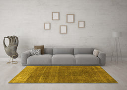 Machine Washable Oriental Yellow Industrial Rug in a Living Room, wshurb1886yw