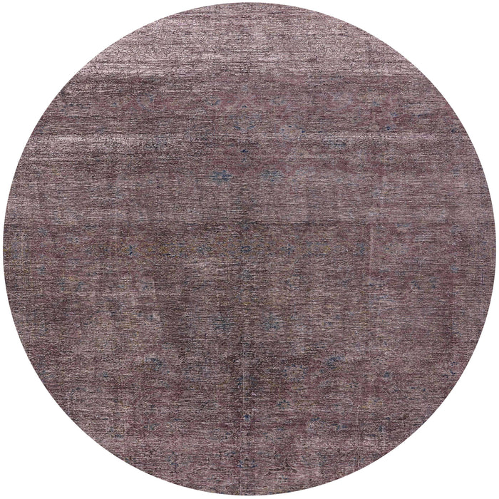 Round Machine Washable Industrial Modern Rosy Pink Rug, wshurb1886