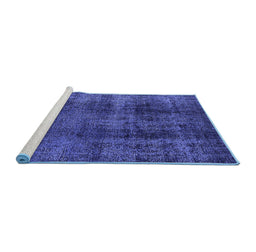 Sideview of Machine Washable Oriental Blue Industrial Rug, wshurb1887blu