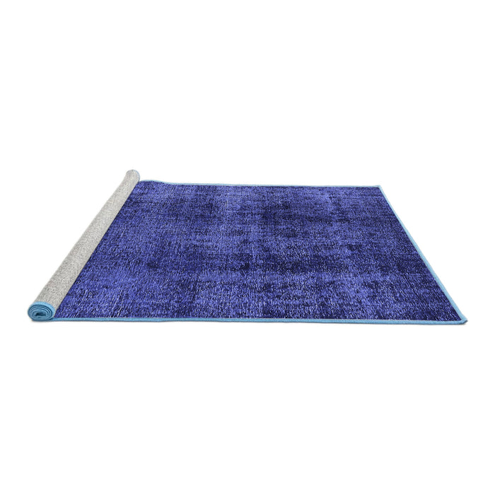 Sideview of Machine Washable Oriental Blue Industrial Rug, wshurb1887blu