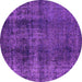 Round Oriental Purple Industrial Rug, urb1887pur