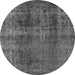 Round Oriental Gray Industrial Rug, urb1887gry